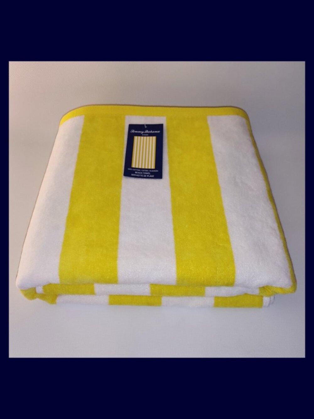 NWT Tommy Bahama Cabana Stripe Beach Towel Yellow & White 36"x68" 100% Cotton